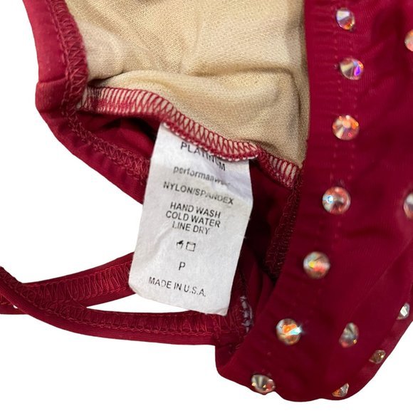 Double Platinum Dance Costume Red Set Girls, Custom Bedazzled Like New Condition - Picture 6 of 8
